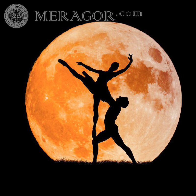 Ballet on the moon for profile Silhouette