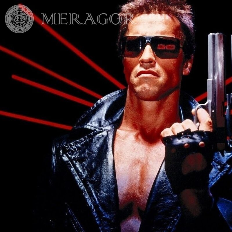 Terminator picture for icon Celebrities Faces, portraits Men With weapon