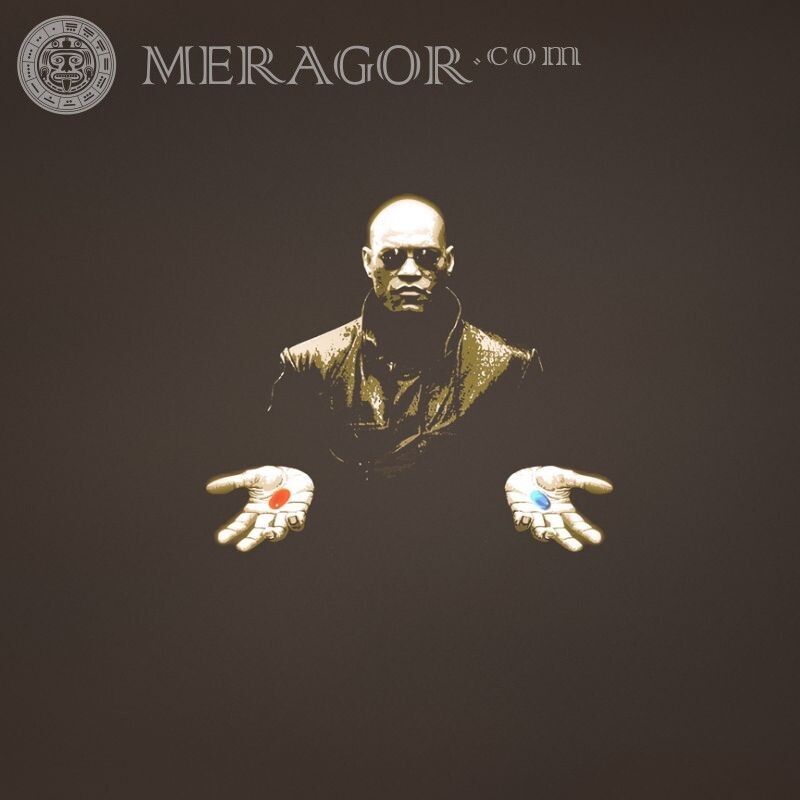 Morpheus und Pillen auf dem Matrix-Avatar Prominente Aus den Filmen