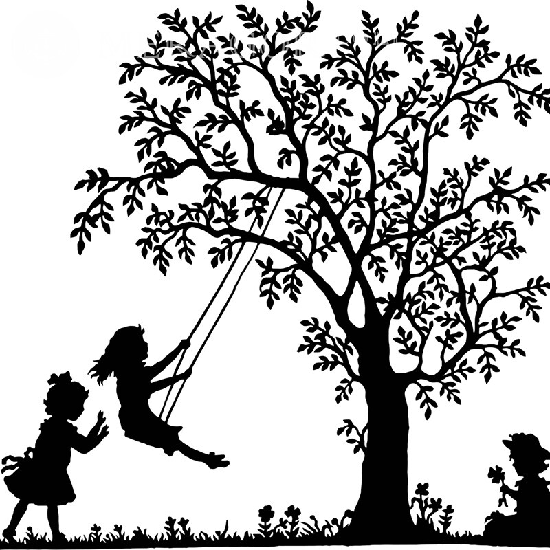 Children on a swing avatar Babies Silhouette
