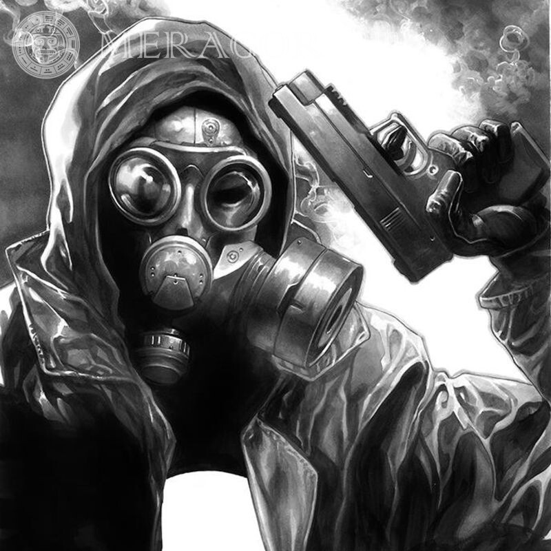 Arte en máscara de gas con arma. Todos los juegos Counter-Strike Standoff