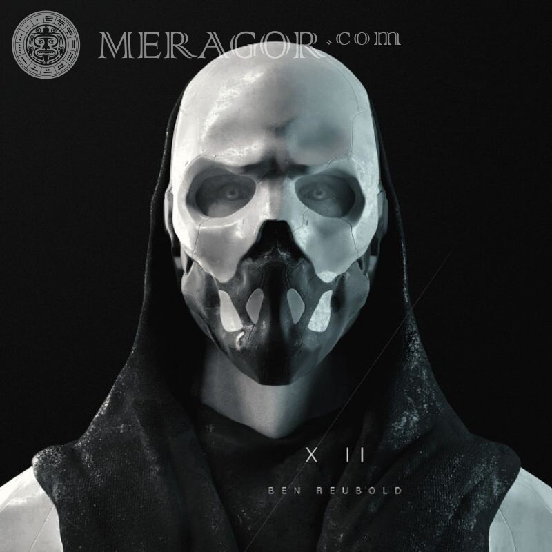 Cool avatar in skull mask and hood All games Without face Hooded