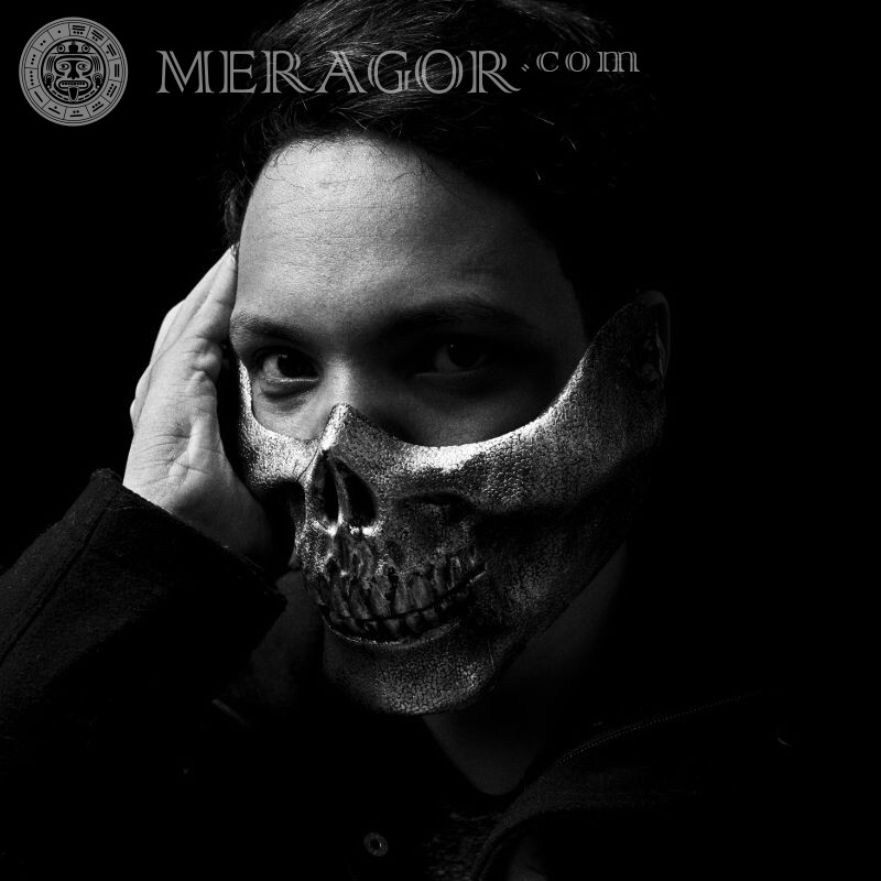 Masque de crâne d'avatar Noir et blanc Sans visage Masqué Gars