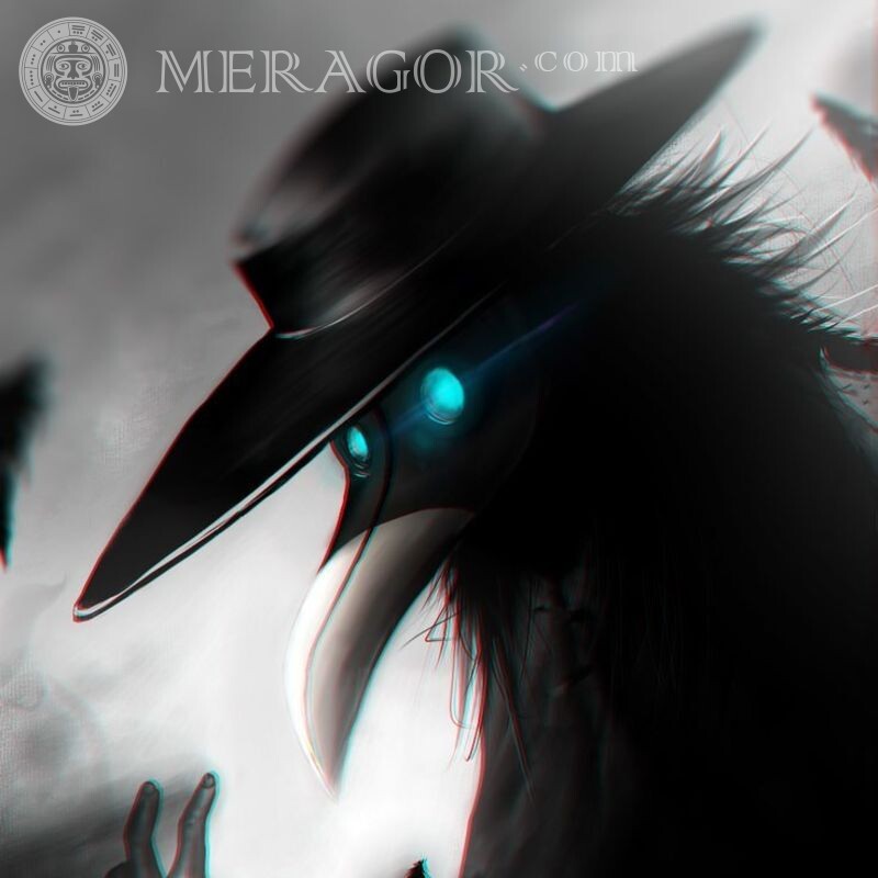 Mask of the Plague Doctor for icon Anime, figure Without face In a cap