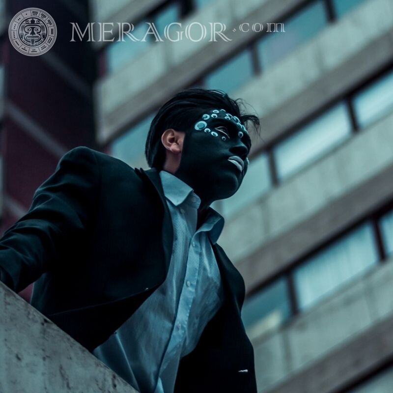 Imagem de avatar de homem de máscara preta Mascarado Sem rosto Preto