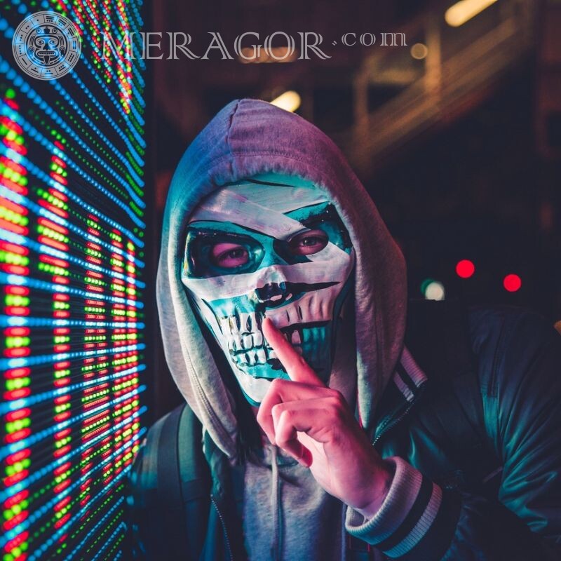 Foto no avatar de um cara com máscara Mascarado Sem rosto Na capa