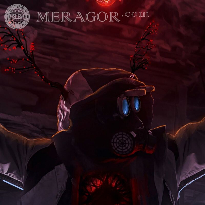 Em uma imagem de máscara de gás em um avatar Todos os jogos Sem rosto Na capa