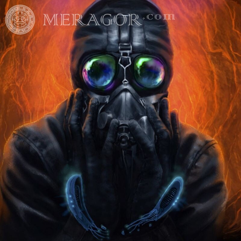 En una máscara de gas, descarga una imagen en tu avatar En una mascara de gas