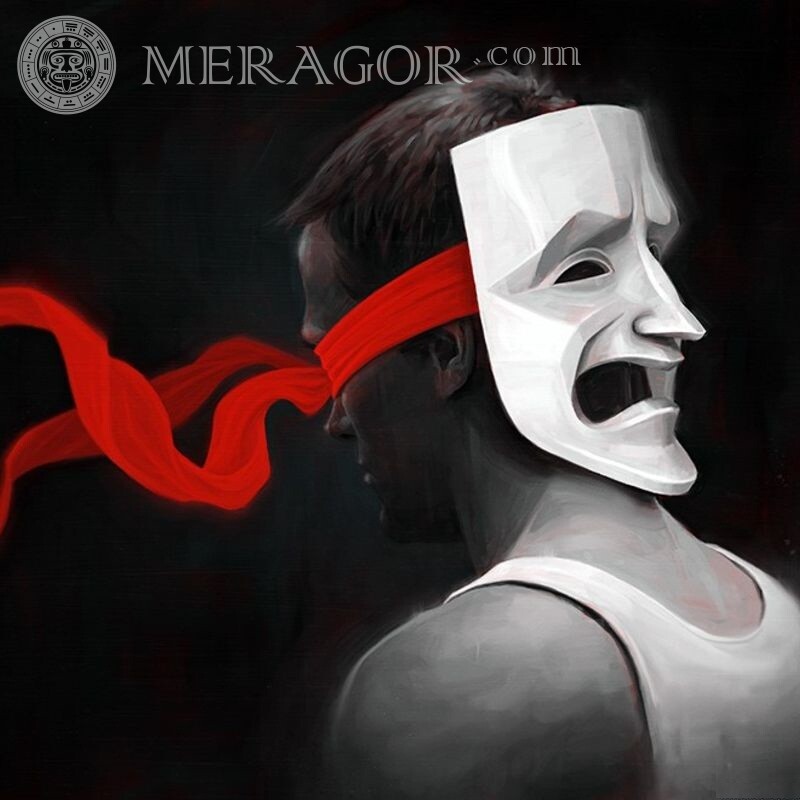 Arte con una máscara triste en el avatar. Enmascarado Sin rostro Tristes