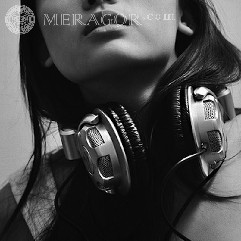 Girl in icon headphones without face Without face In the headphones Girls
