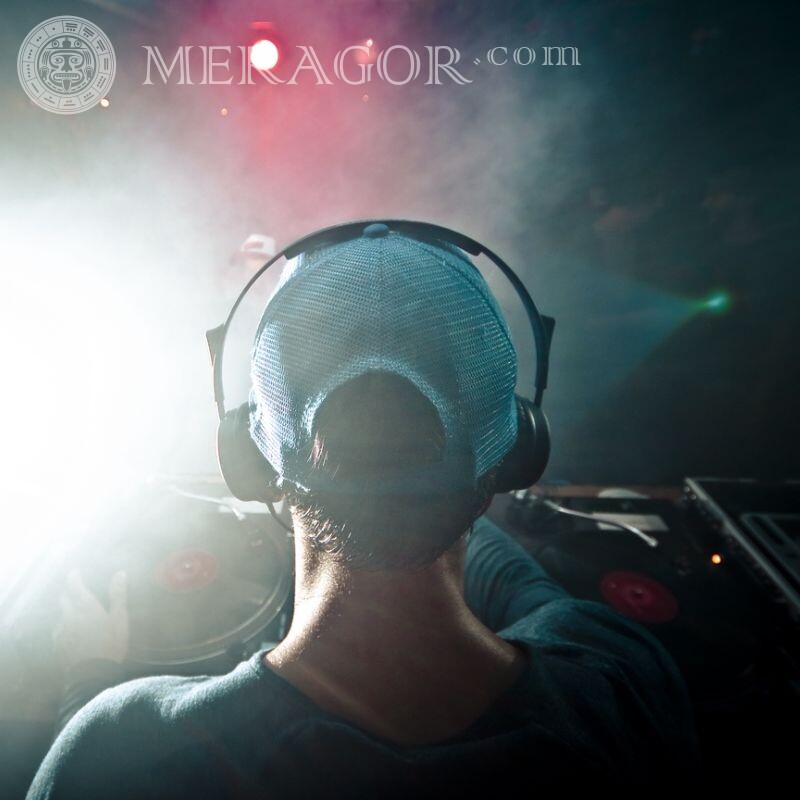 icon faceless dj in headphones In the headphones Without face In a cap