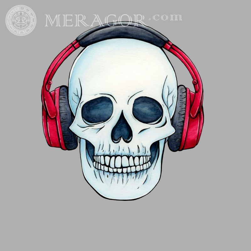 Skull in headphones picture download for icon In the headphones For the clan