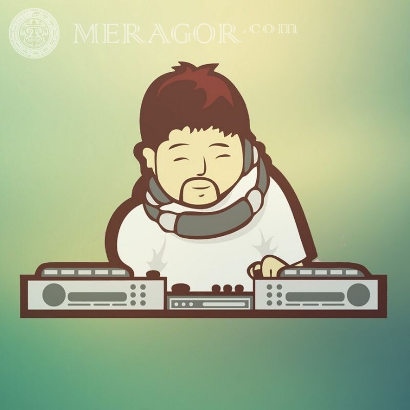 Avatar de DJ con auriculares En los auriculares Anime, figura